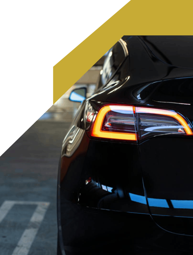 Black car with light reflections