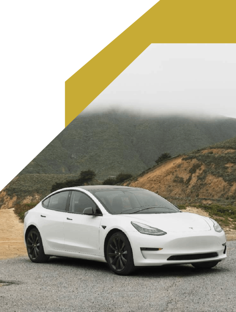 White electric car outdoors