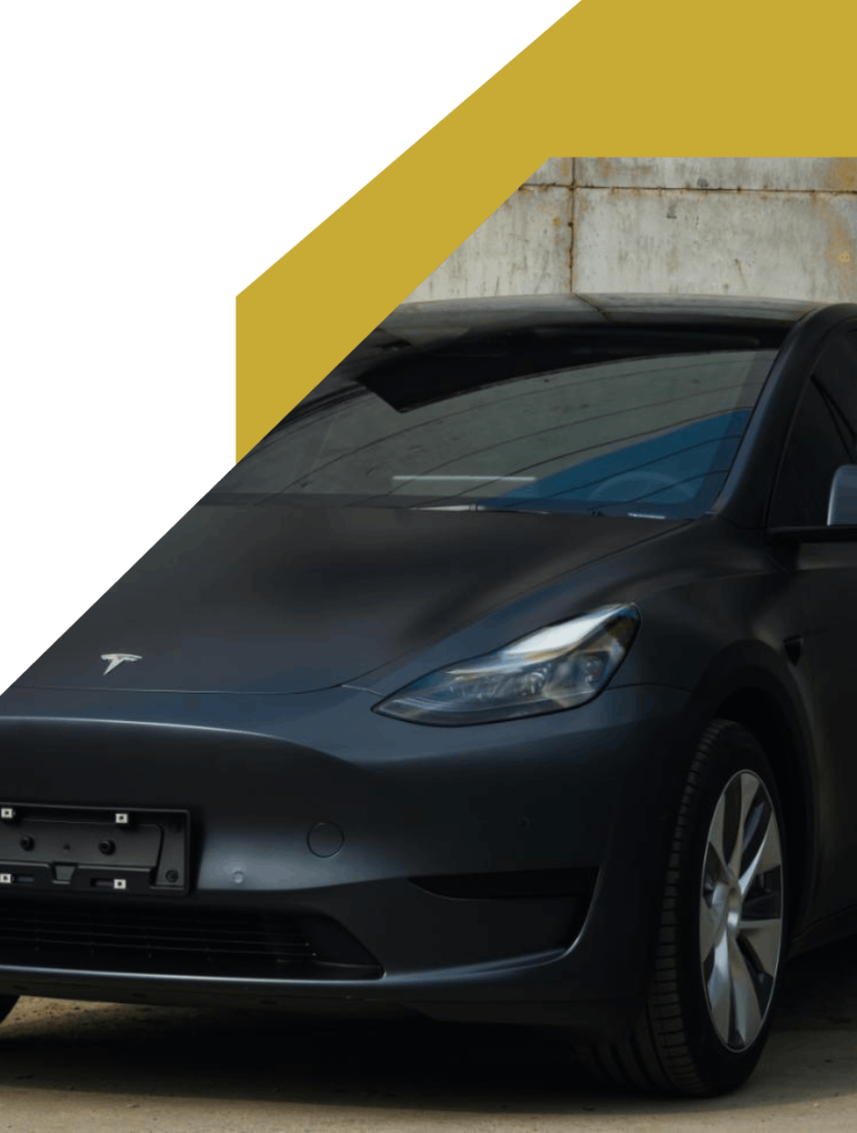 Matte black electric car